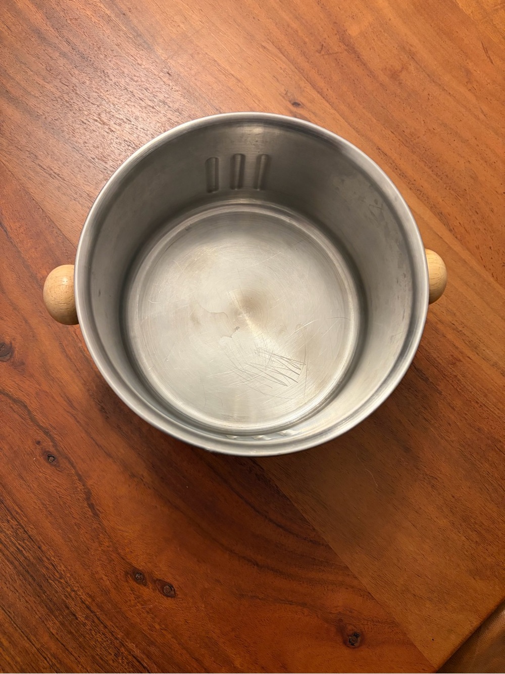 Stainless Steel Cookware Pot with Wooden Side Handles - Silver 6.5 inches
